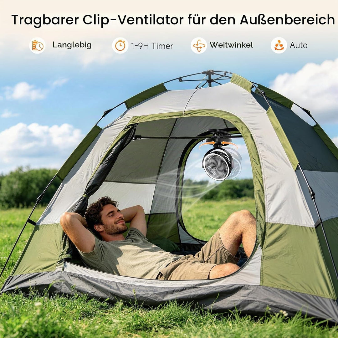 WUQNGI Mini Ventilator Leise,10000mAh USB Tischventilator Akku Aufladbar,Clip Ventilator Oszillieren