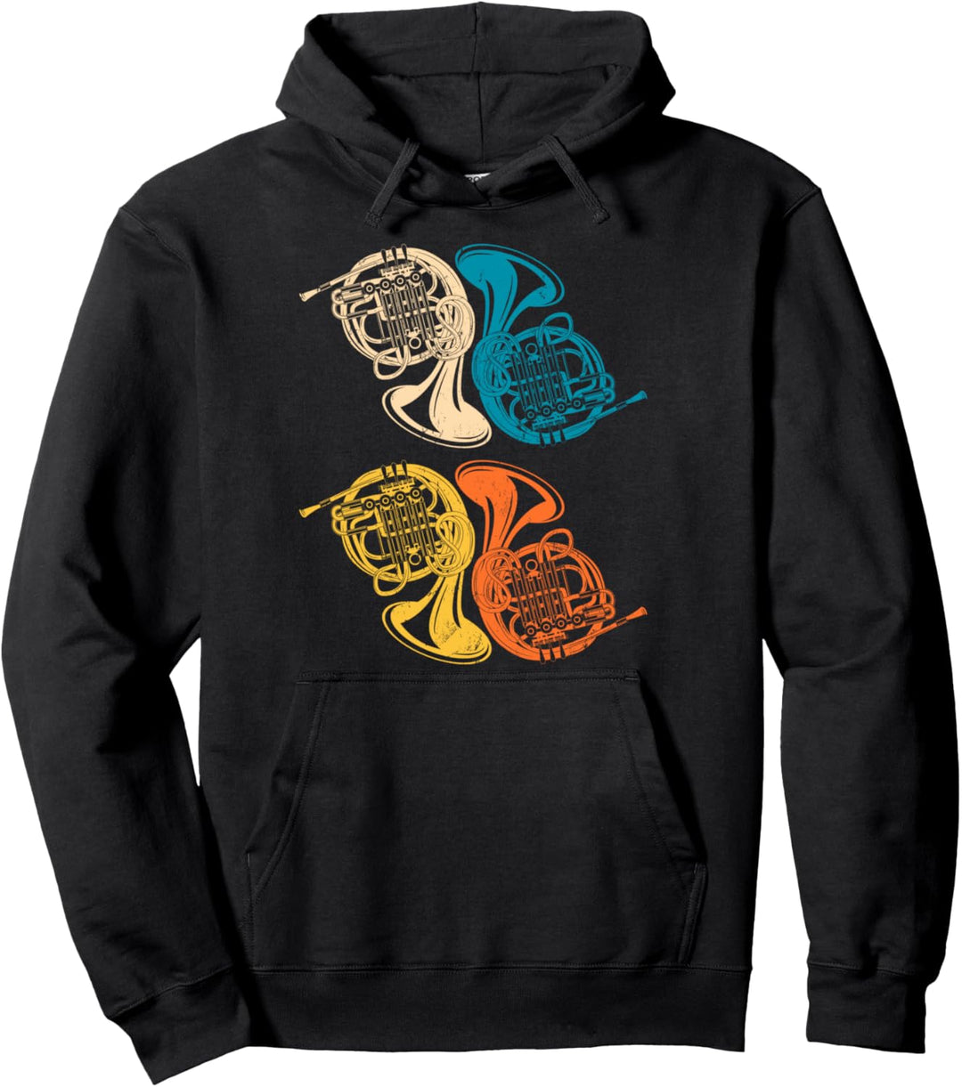 Vintage French Horn Music Lover Retro French Horn Pullover Hoodie