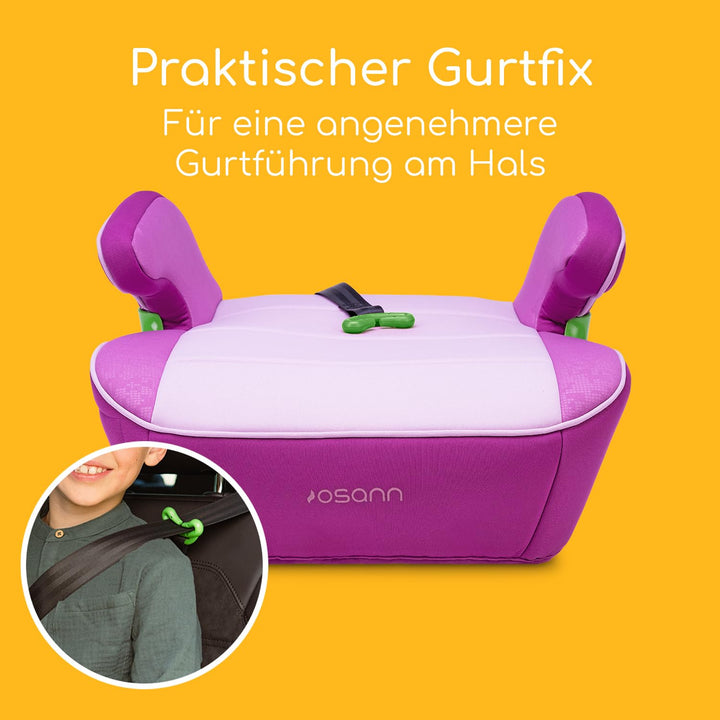 Osann Junior Isofix Gurtfix i-Size Sitzerhöhung mit Isofix Auto Kinder (126-150 cm) - Pixel Berry i-