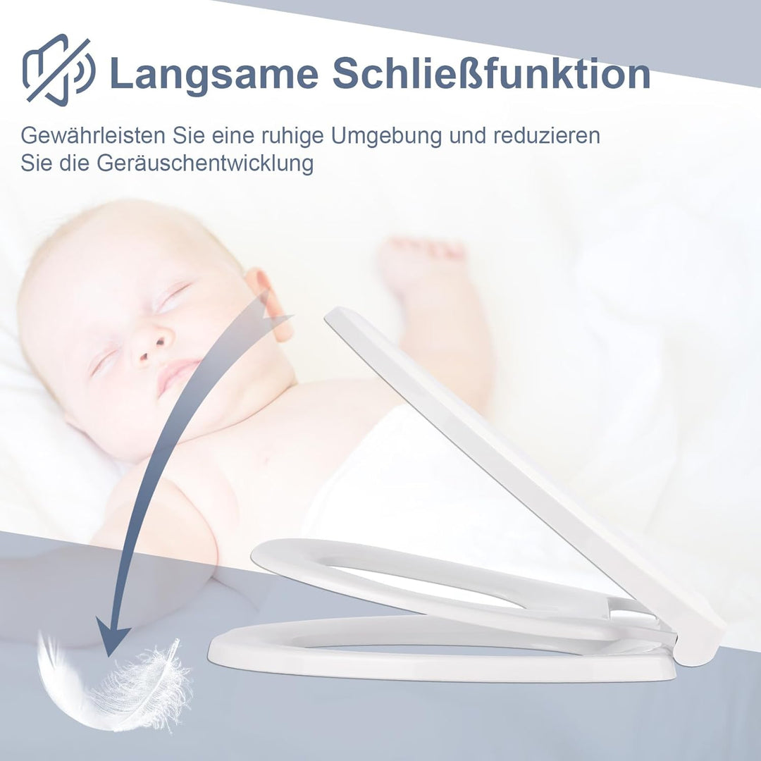 Toilettendeckel mit Absenkautomatik Familien-Toilettensitz – Weicher Anti-Splat Toilettensitz mit So