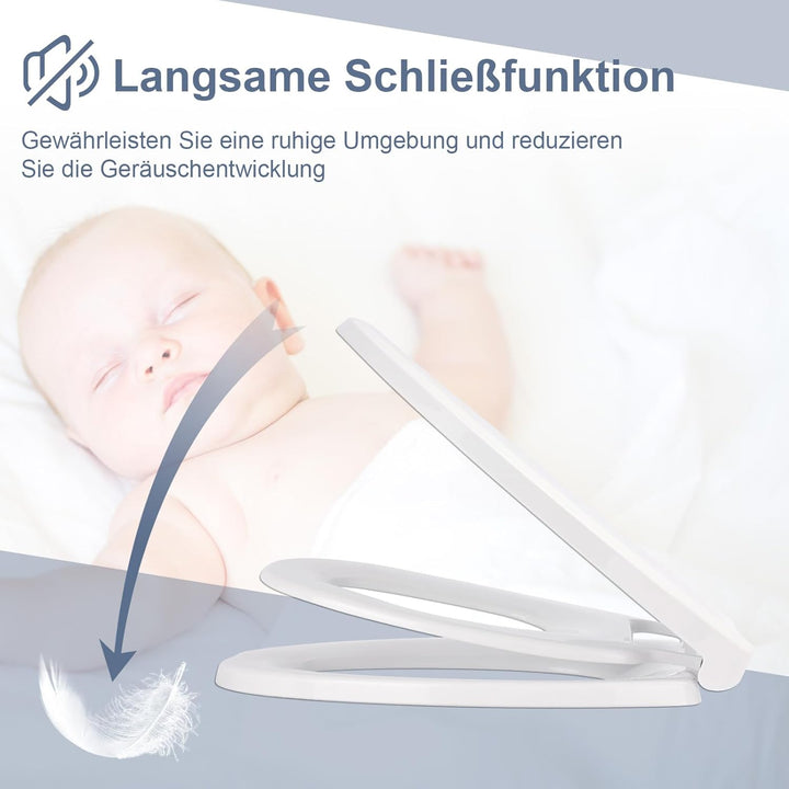 Toilettendeckel mit Absenkautomatik Familien-Toilettensitz – Weicher Anti-Splat Toilettensitz mit So