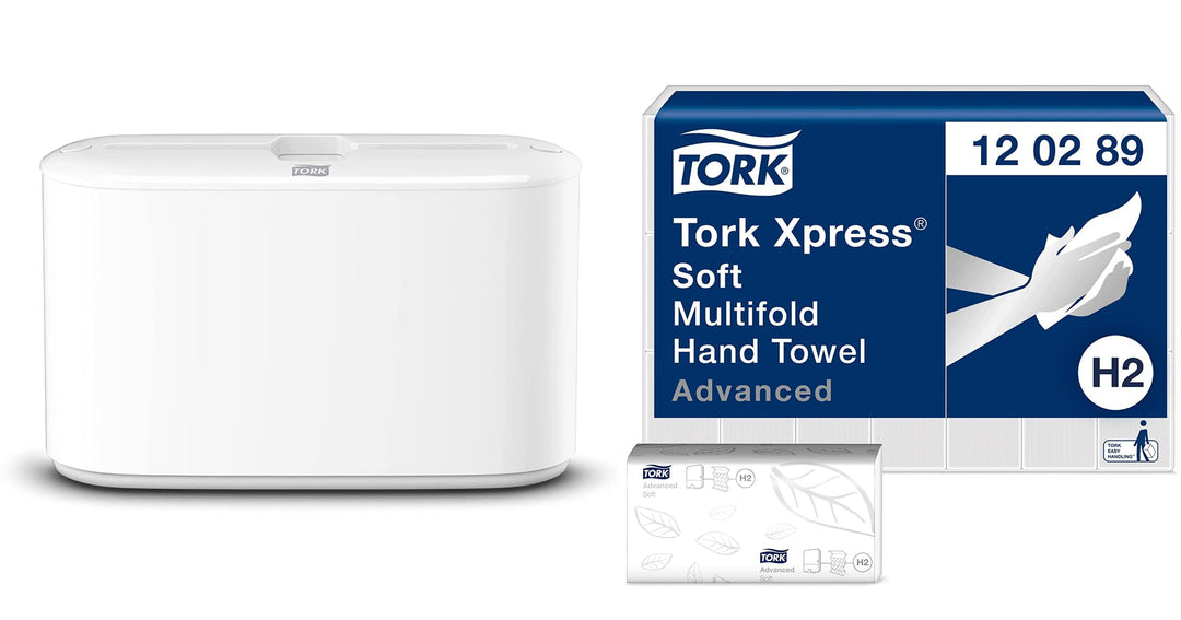 Tork Xpress Tischspender für Multifold Papierhandtücher - Weiss, 552200, H2 + Tork Xpress weiche Mul