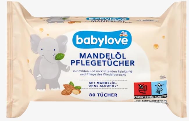 babylove Pflegetücher Mandelöl, (3x80 Stück) Multi Pack