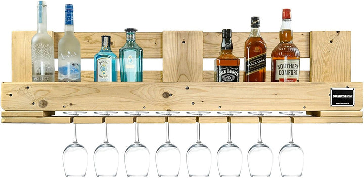 Schroth Home PALvino Weinregal – Palettenregal aus Holz – Schnapsregal für an die Wand – mit Vorrich