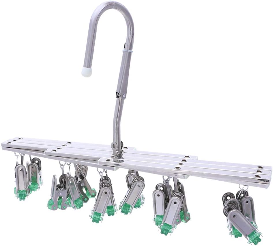 Drip Kleiderbügel,Edelstahl Trocknen Rack,Sockenaufhänger,Unterwäsche trockner,18 Wäscheklammern für
