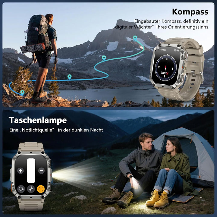 Blackview Smartwatch Herren, IP68 Wasserdicht, Fitnessuhr, Telefonfunktion, Anrufe tätigen/empfangen