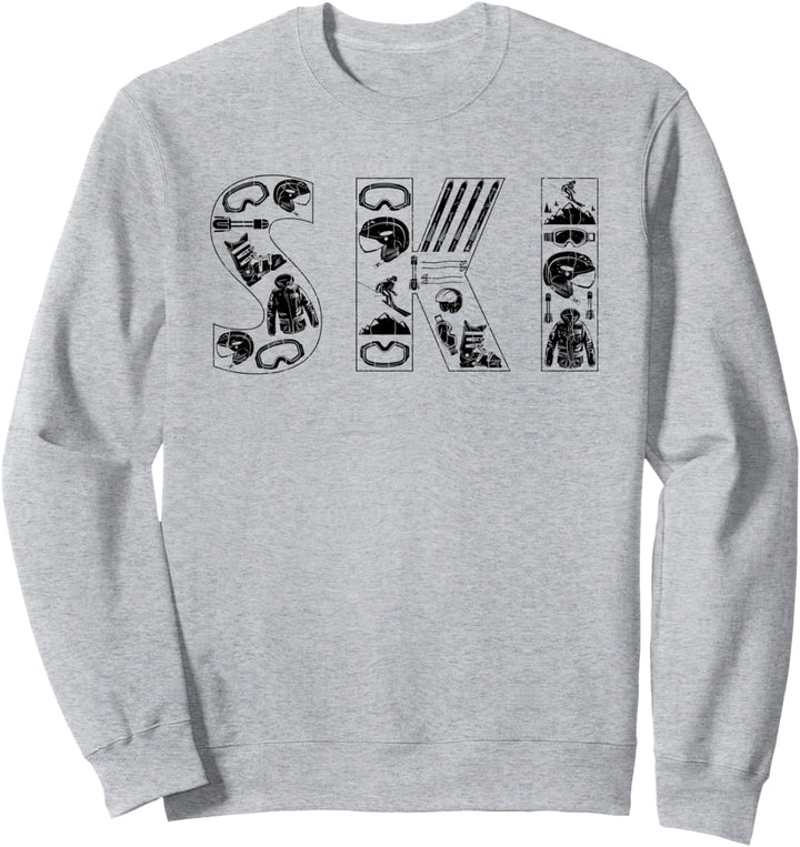 Ski Lustig Skifahren Skifahrer Retro Vintage Adventure Graphic Sweatshirt