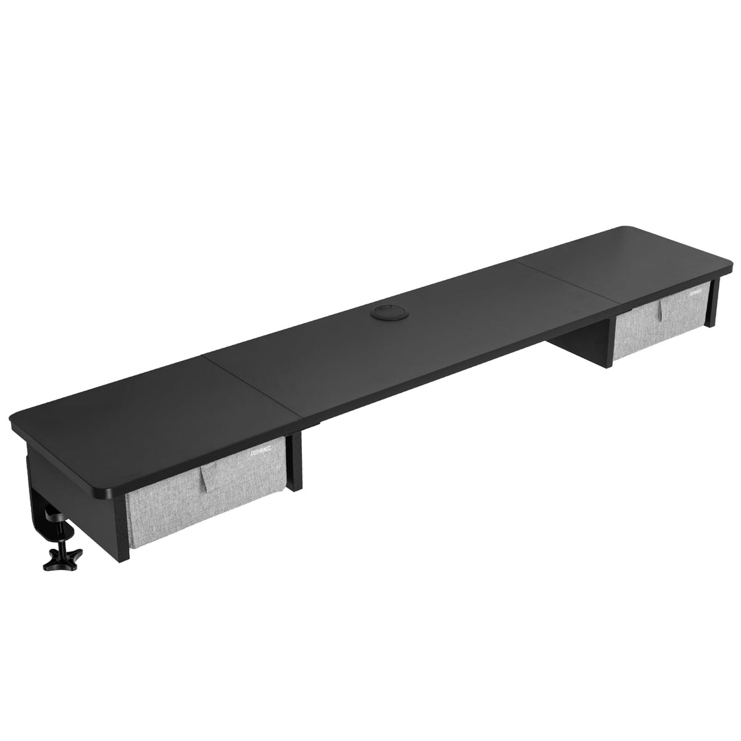 Duronic DD2 BK Schreibtischaufsatz für 2 Monitore, Schreibtisch Erweiterung mit Schubladen, 120 x 25