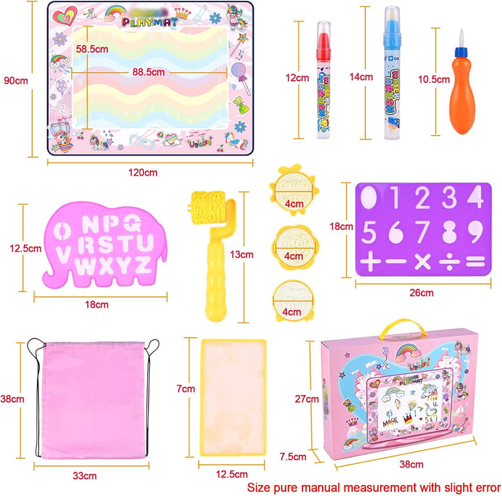 Nabance Malmatte mit Wasserstift Wasser Matte Doodle 120 * 90cm Wassermalmatte Super Gross XXL Drawi