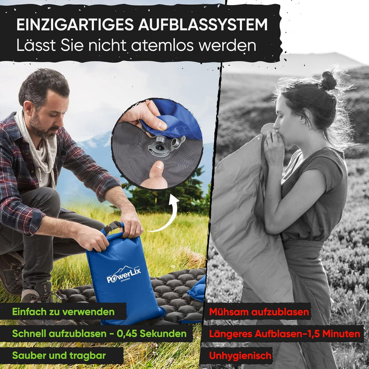 POWERLIX Isomatte Camping Outdoor Luftmatratze - Ultraleichte Aufblasbare Isomatte, kompakte und lei
