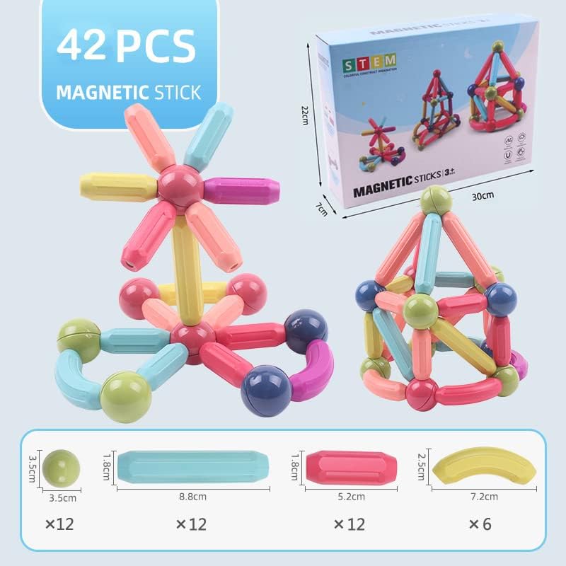 ROUSKY Magnetische Spielzeugbausteine Set,Magnet Building Sticks Set, Bausteine Fliesen, STEM Stapel