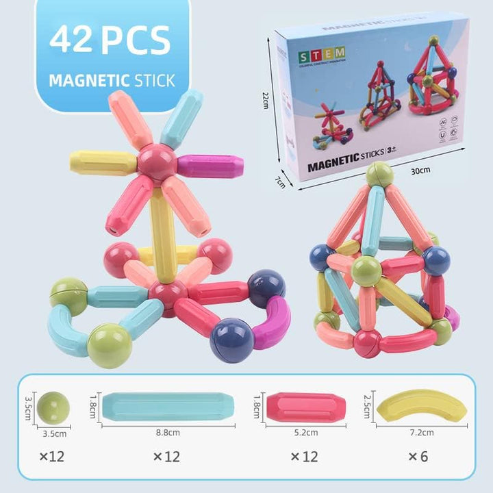 ROUSKY Magnetische Spielzeugbausteine Set,Magnet Building Sticks Set, Bausteine Fliesen, STEM Stapel