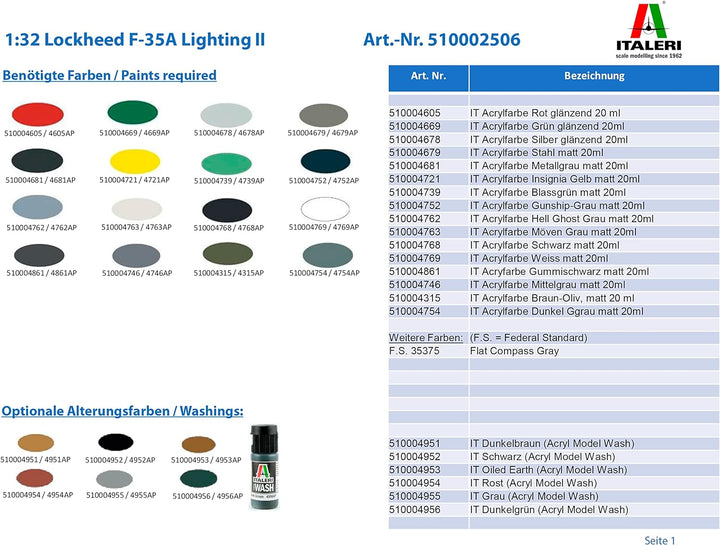 Italeri 2506-1:32 Lockheed F-35A Lighting II Luftfahrt