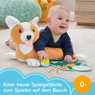 Fisher-Price HJW10 - Baby-Spielzeug zum Spielen in der Bauchlage, 3-in-1 Hündchen Spielkissen mit BP