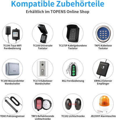 TOPENS ERM12 Universal Externer Empfänger und Fernbedienung Set für Automatischer Torantrieb Garagen