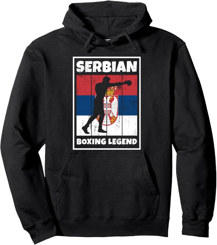 Serbian Boxing Legend mit Flagge als Serbischer Boxer Pullover Hoodie