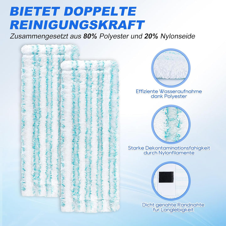 KEEPOW 4 Wischbezüge für Leifheit Clean Twist M Ergo Micro Duo, Bodenwischer Ersatzbezüge mit 2-Fase