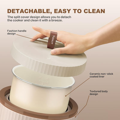 TOKIT Reiskocher Klein Pro 1,5L Mini aber Multifunktionen mit Display-Touch-Taste für 1-3 Personen K