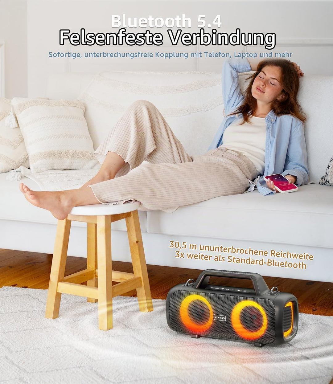 Portable Bluetooth Speaker Wireless,140W Peak Loud Sound with 2 Subwoofers &amp; Bass Boost, IP65 Waterp