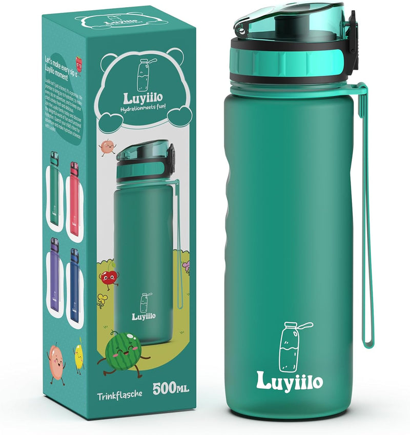 Luyiilo Trinkflasche Kinder Auslaufsicher 500 ml, BPA-Frei Trinkflasche mit Fruchteinsatz, Trinkflas