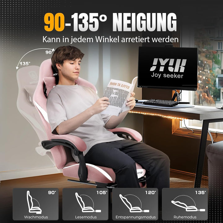 GTPLAYER Gaming Stuhl, Gamer Stuhl, Atmungsaktiver Bürostuhl aus Hochwertigem Stoff, Ergonomischer P