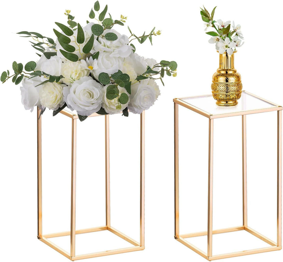 Nuptio 2 Stück Metall Blumenboden Vase Blumenständer Geometrische Mittelstücke Vase für Tische, 40cm