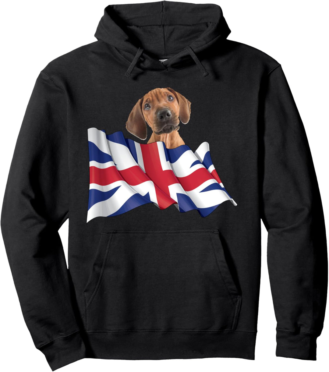 Union Jack Flag Dog Rhodesian Ridgeback Pullover Hoodie