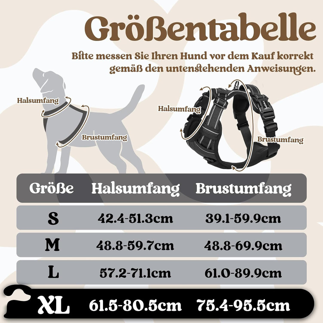 rabbitgoo Hundegeschirr Grosse Hunde, Verstellbare Geschirr Hund ohne Zug &amp; Würgen, Anti Zug Hundege