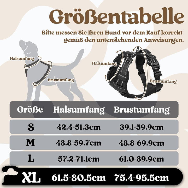 rabbitgoo Hundegeschirr Grosse Hunde, Verstellbare Geschirr Hund ohne Zug &amp; Würgen, Anti Zug Hundege
