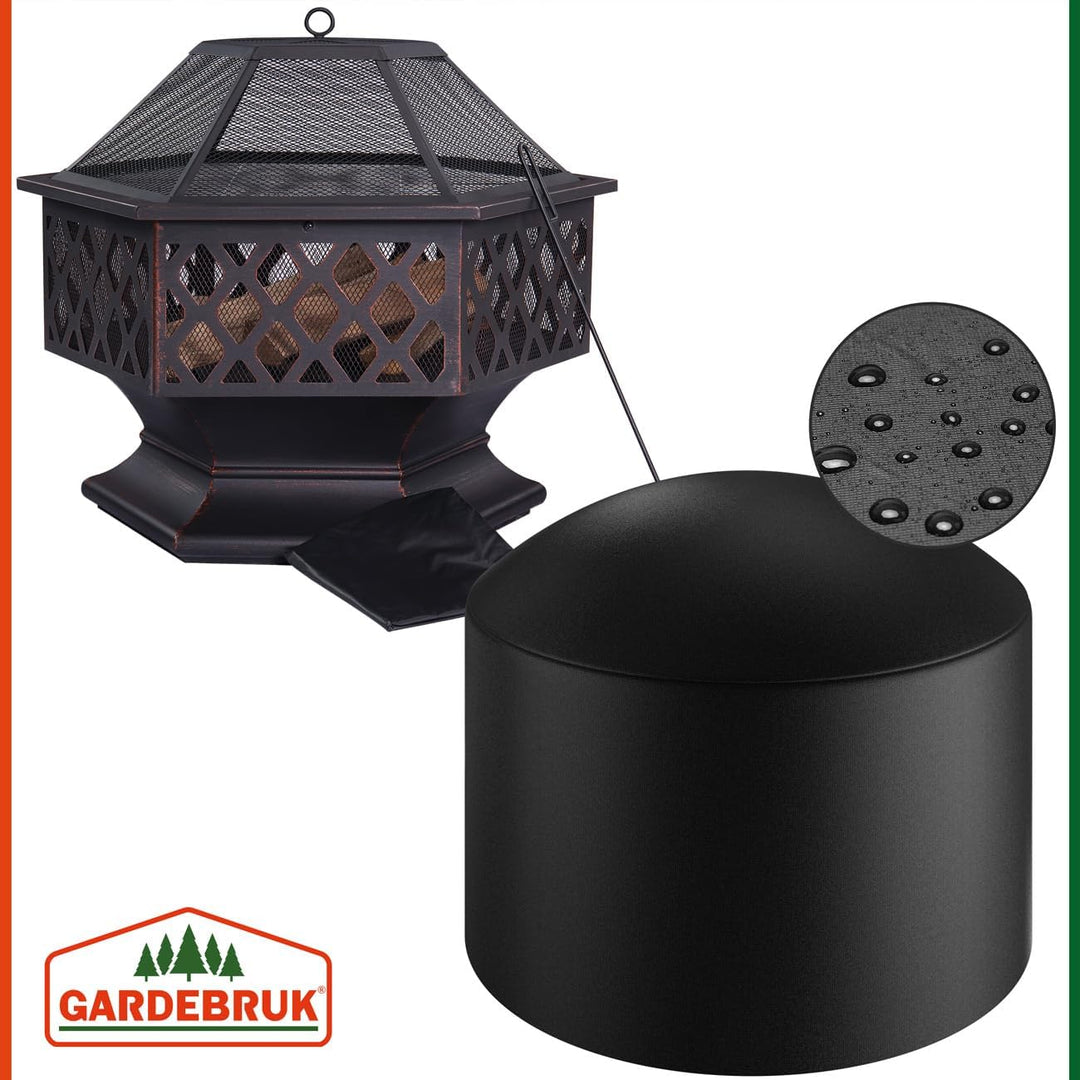 Gardebruk® Feuerschale mit Funkenschutz Sechseckig Stahl Modern Rost-Optik Garten Terrasse Feuerstel