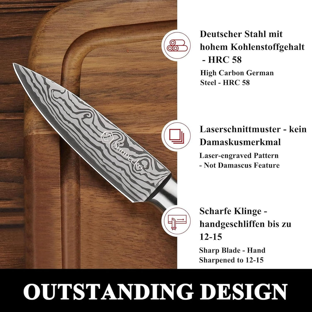 Sunnecko 9cm Gemüsemesser Schälmesser Obstmesser Küchenmesser - Klein Küchenmesser Kochmesser Edelst