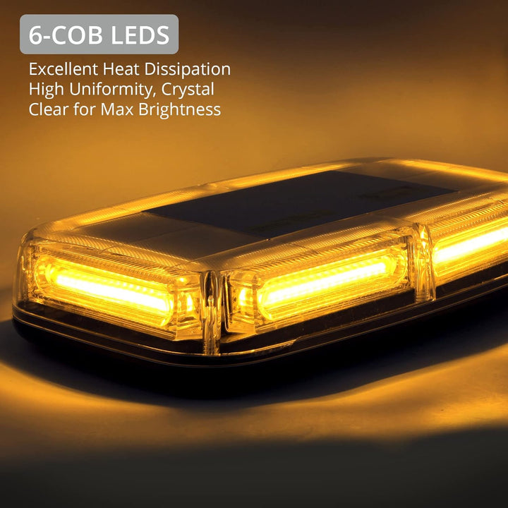 Justecheu 6 COB LED 60W Warnblitzlicht Rundumleuchte Amber Notfall Warnleuchte IP67 E9 12/24V Arbeit