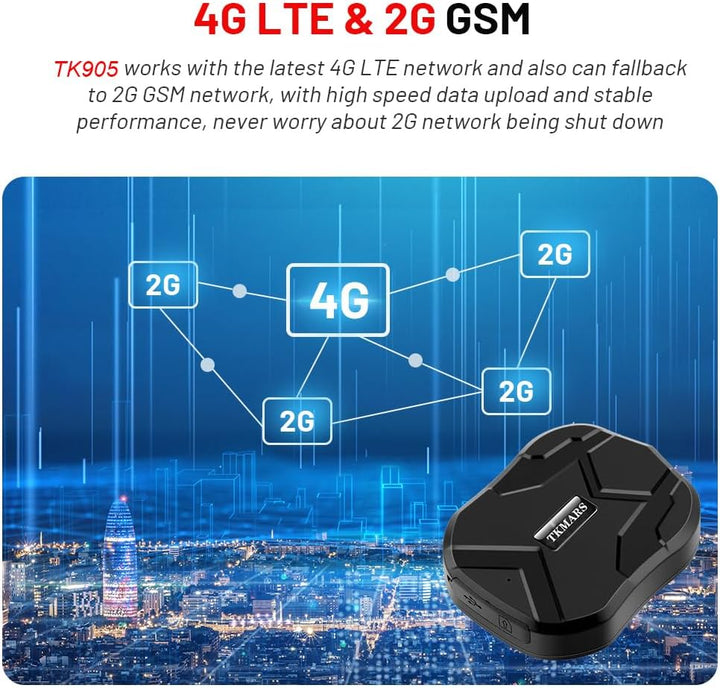 TKMARS TK905 Auto 4G GPS-Tracker, 5000mAh-Akku, funktioniert über SMS/APP/Webplattform ohne ABO, Ver
