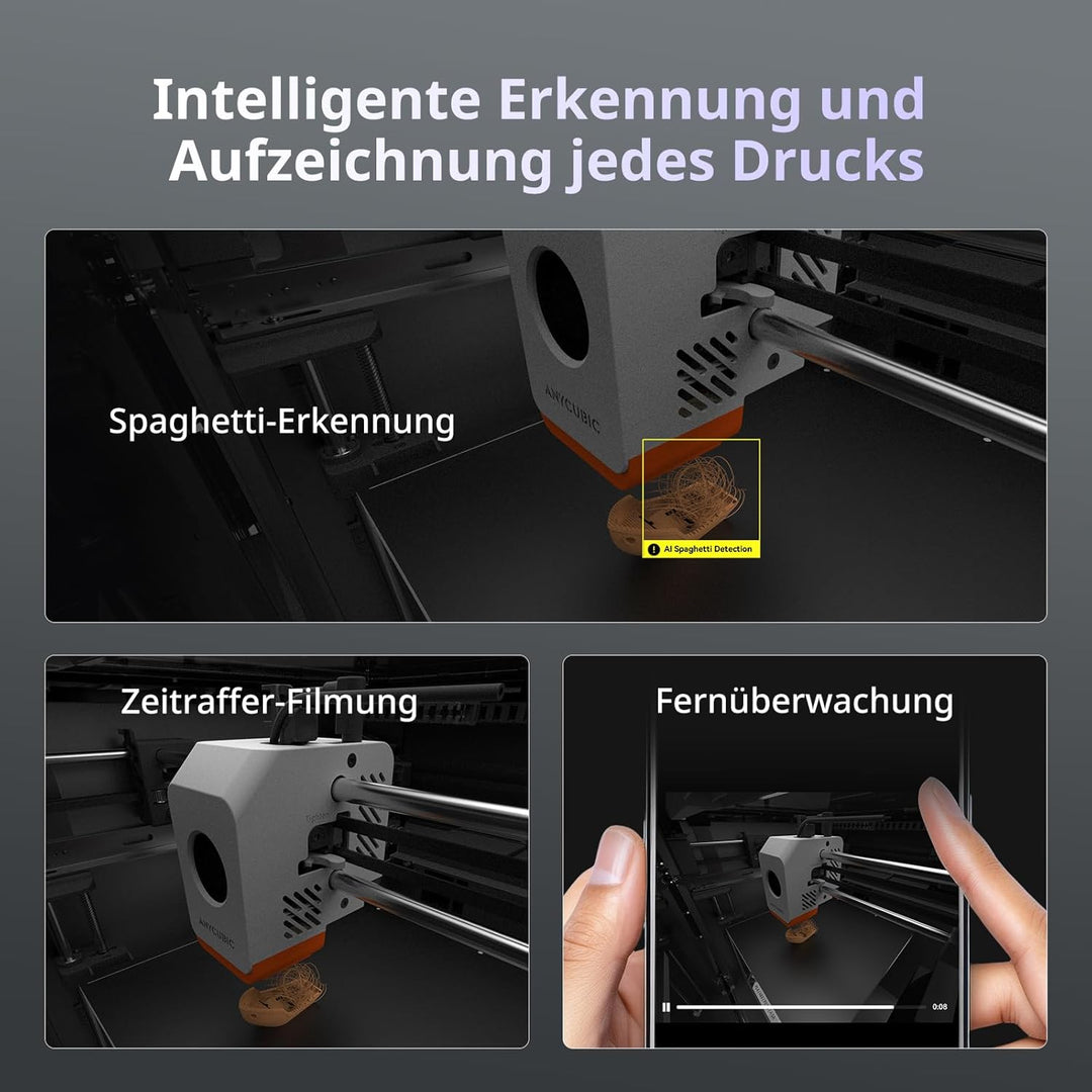 Anycubic Kobra S1 3D-Drucker, Eingebaute Kamera AI-Überwachung, 320°C Hotend mit Abnehmbarer Düse, D