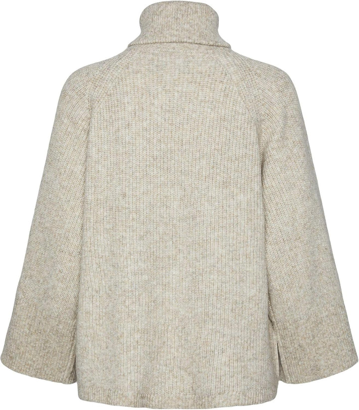 PIECES Damen Pcjade Ls High Neck Knit Cardigan Bc Strickjacke M White Pepper, M White Pepper
