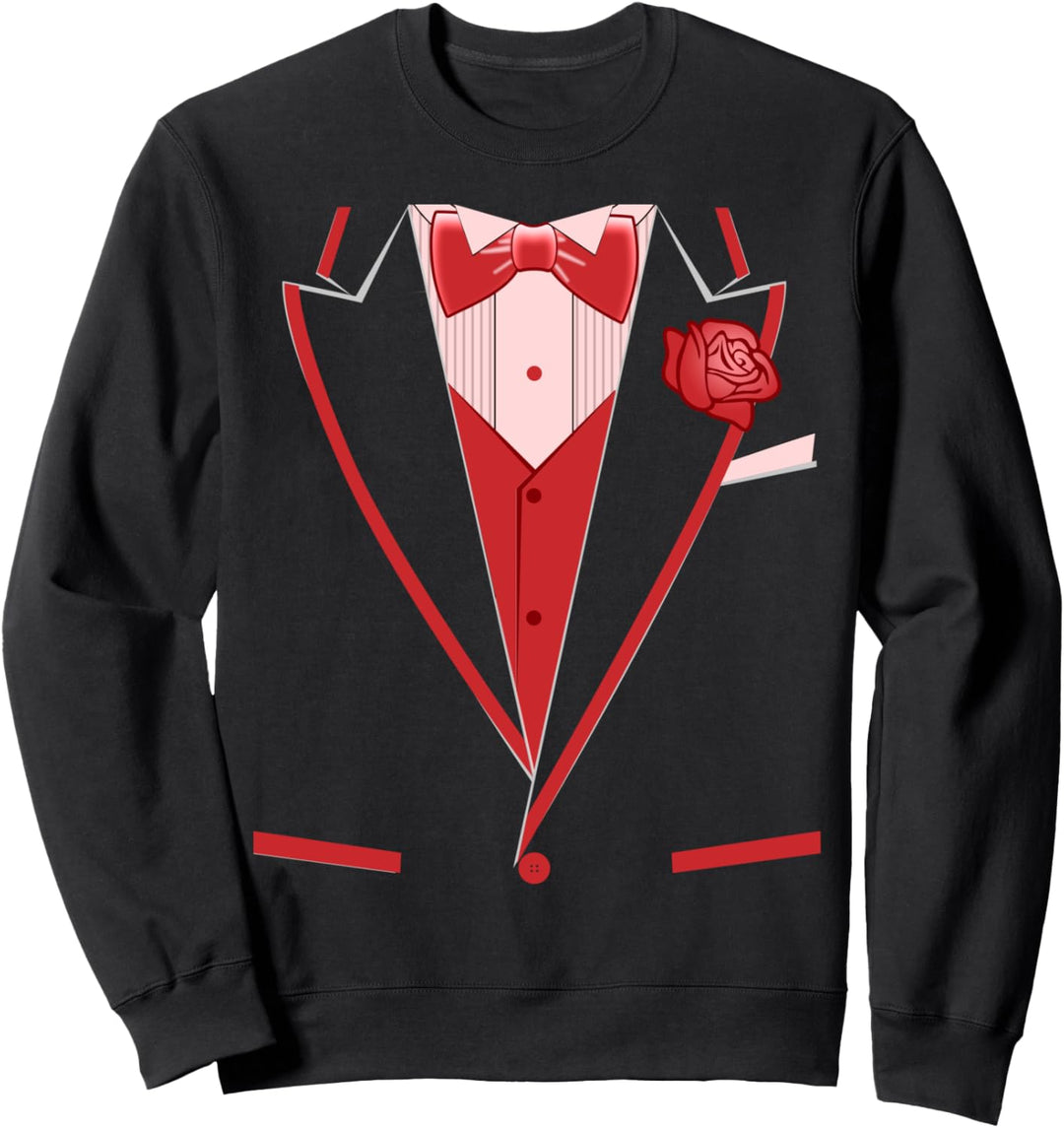 Lustiger Smoking Rote Schleife Und Rose Mit Roter Weste Sweatshirt