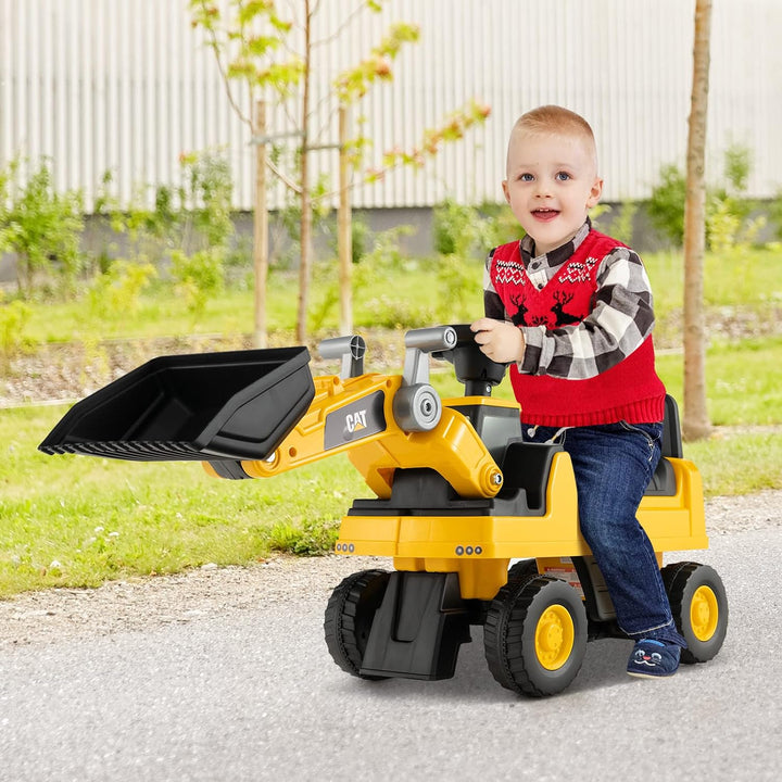 DREAMADE Sitzbagger, Bagger mit Lenkbarer Schaufel & Hupe, Rutschauto mit Stauraum unter Sitz, Aufsi