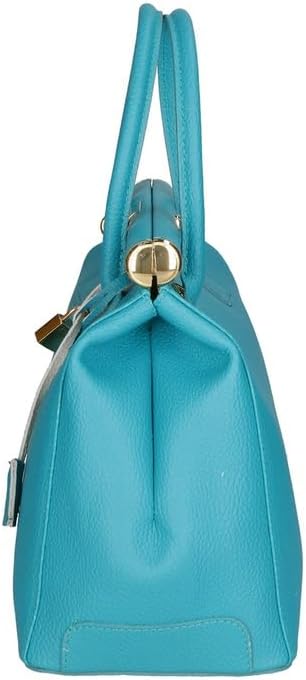 Gave Lux Damen Handtasche Echtleder Dollaro Doppelfach Abnehmbarer Schultergurt Made in Italy Turquo