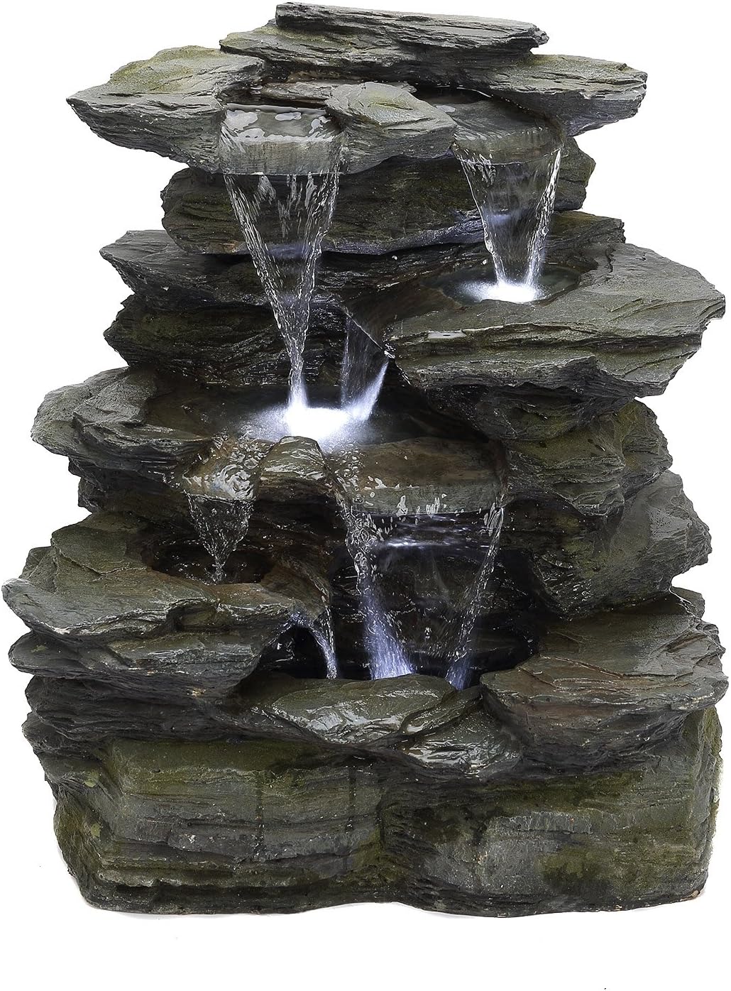 Köhko Springbrunnen Greifensteine Gartenbrunnen in Naturstein-Optik mit LED-Beleuchtung Höhe=56 cm m