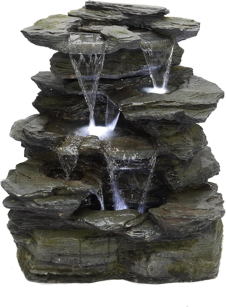 Köhko Springbrunnen Greifensteine Gartenbrunnen in Naturstein-Optik mit LED-Beleuchtung Höhe=56 cm m