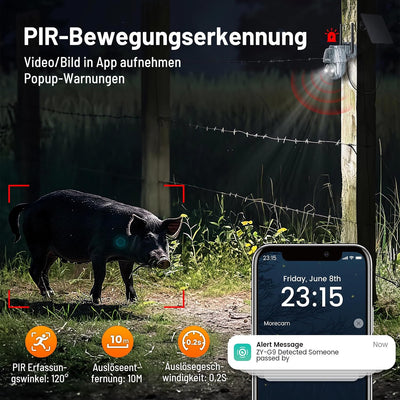 XTU 3G/4G LTE Wildkamera mit SIM Karte - Solar Wildtierkamera mit Handyübertragung App,2K Überwachun