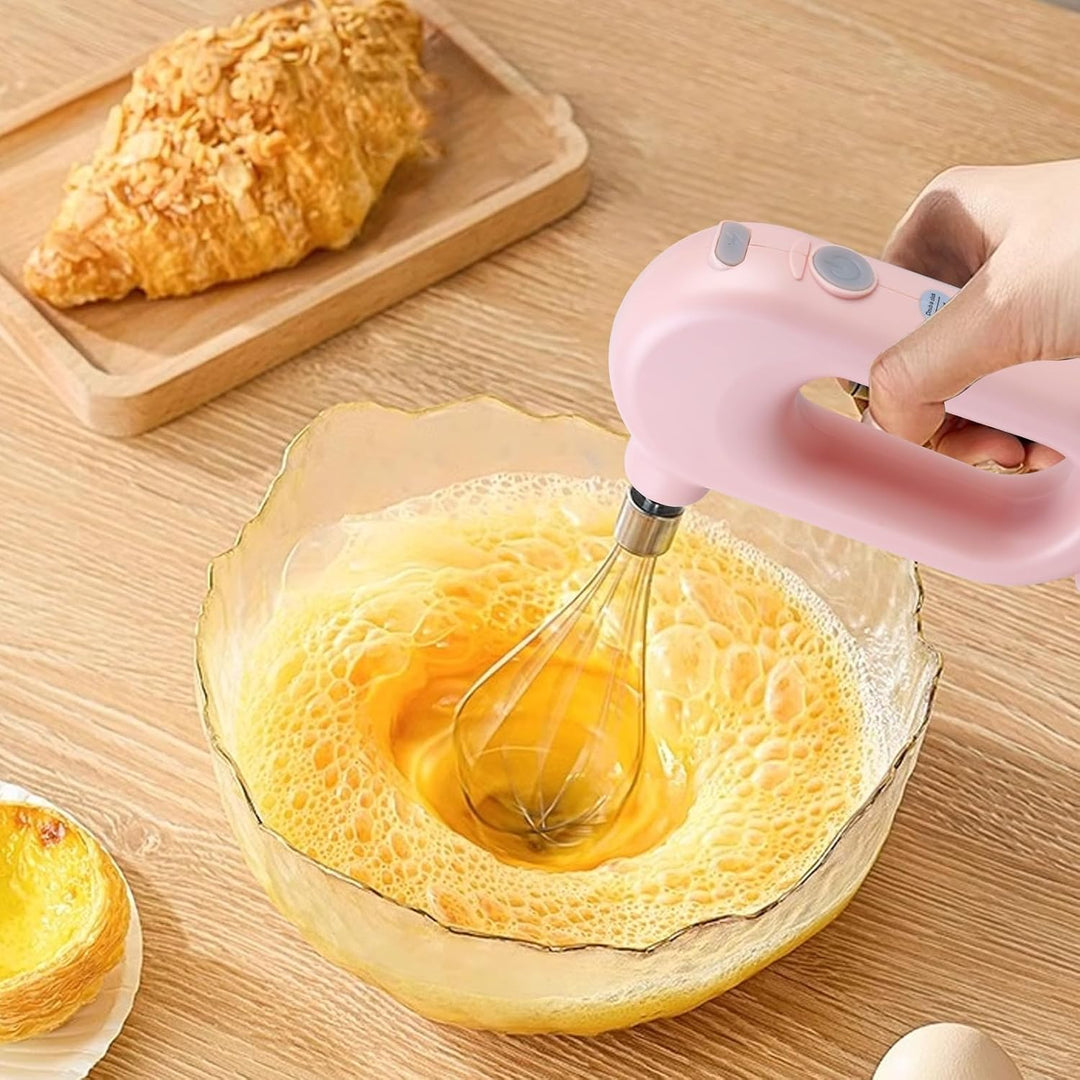Kabelloser Handmixer Elektrischer, Mini-Handrührer mit 4 Stufen & 2 Schneebesen, Elektromixer USB-Wi