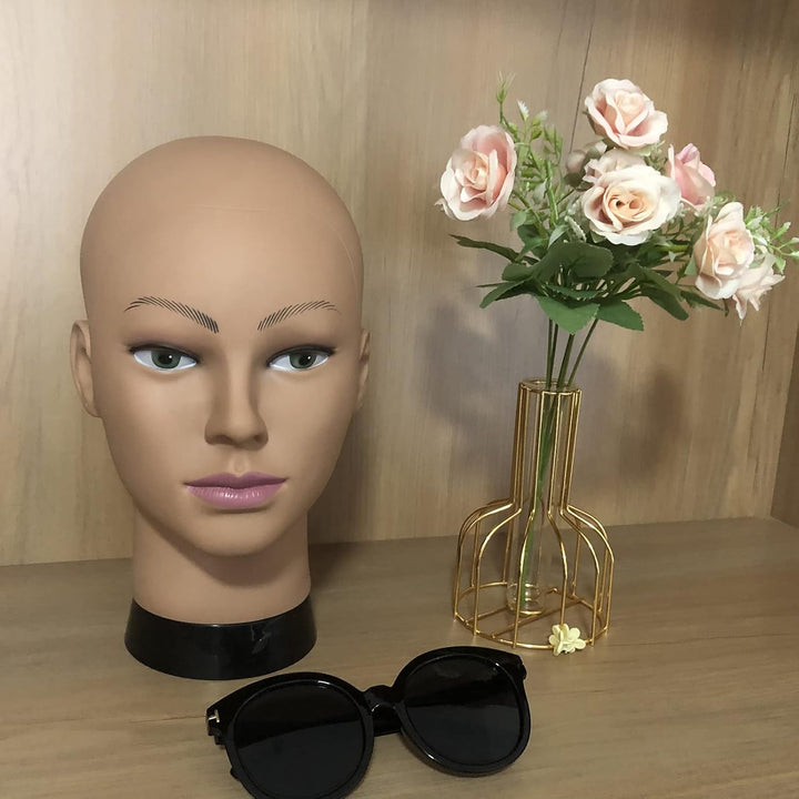 Afro Bald Mannequin Head Professional Cosmetology Wig Training Head for Wig Making and Display Hat G