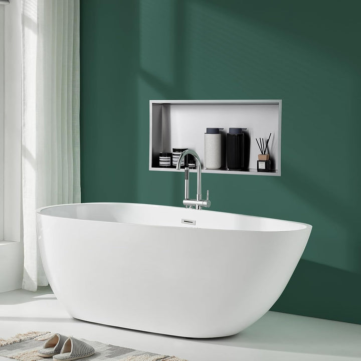 ROVOGO 60 x 30 x 10 cm Wandnische Dusche Edelstahl 304, Eingebettete Duschnische Einzelregal Lagerun