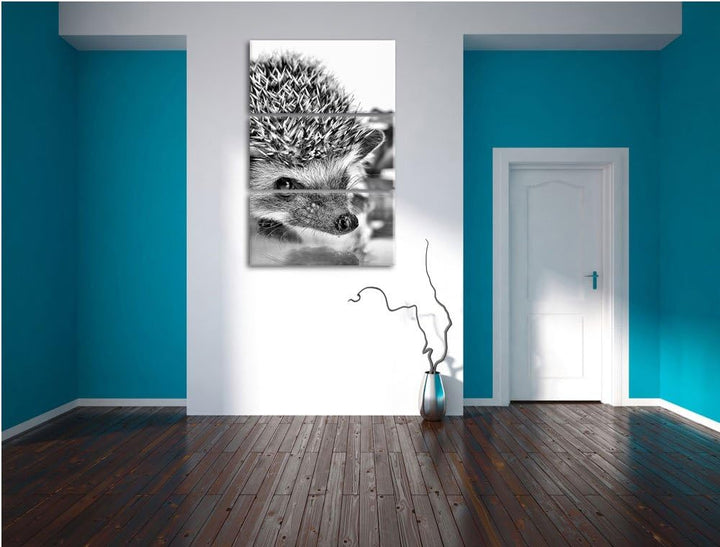 Pixxprint Süsser Igel als Leinwandbild/Grösse: 3 Teilig (120x80 cm) cm/Wandbild/Kunstdruck/fertig be