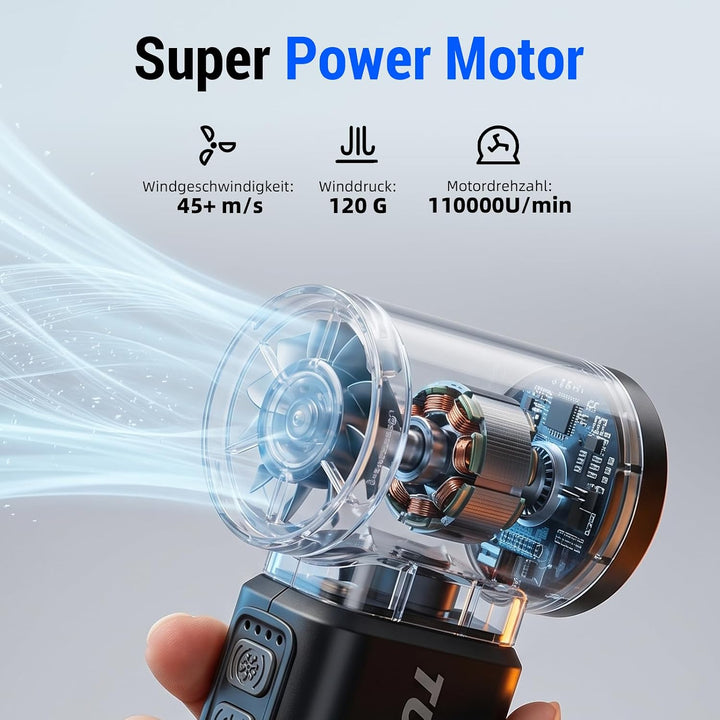 Druckluft-Duster, 110,000 RPM Super Power Electric Air Duster für PC-Tastatur, 5-Gang-Turbolüfter, w