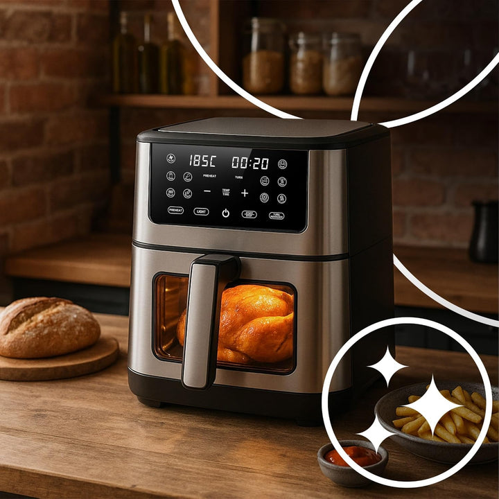 Retoo Heissluftfritteuse 8L XXL Airfryer 1800W, 14 Programme Bis Max 200 °C, Fritteuse Ohne Öl Mit S