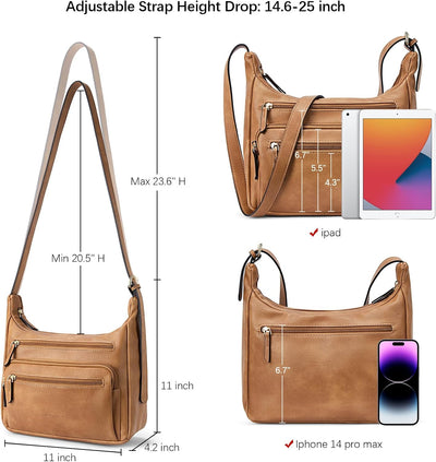 BOSTANTEN Umhängetasche Damen Kleine Schultertasche Handtasche für Frauen PU Leder Crossbody Bag Mul