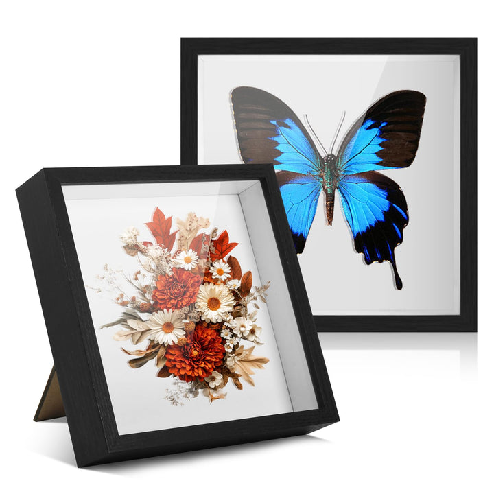 FoiiLiio 2 Stück 3D Bilderrahmen zum Befüllen 20x20cm,3D Rahmen für Objekte Tiefer 3cm,Tief 3D Objek