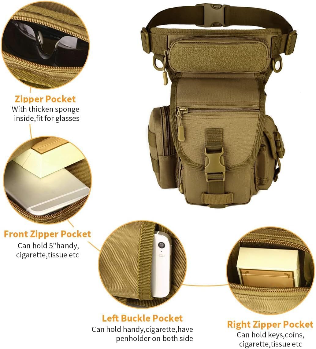 Huntvp Taktisch Beintasche Militär Beinbeutel MOLLE Hüfttasche Sport Tactical Leg Bag Armee Beintasc